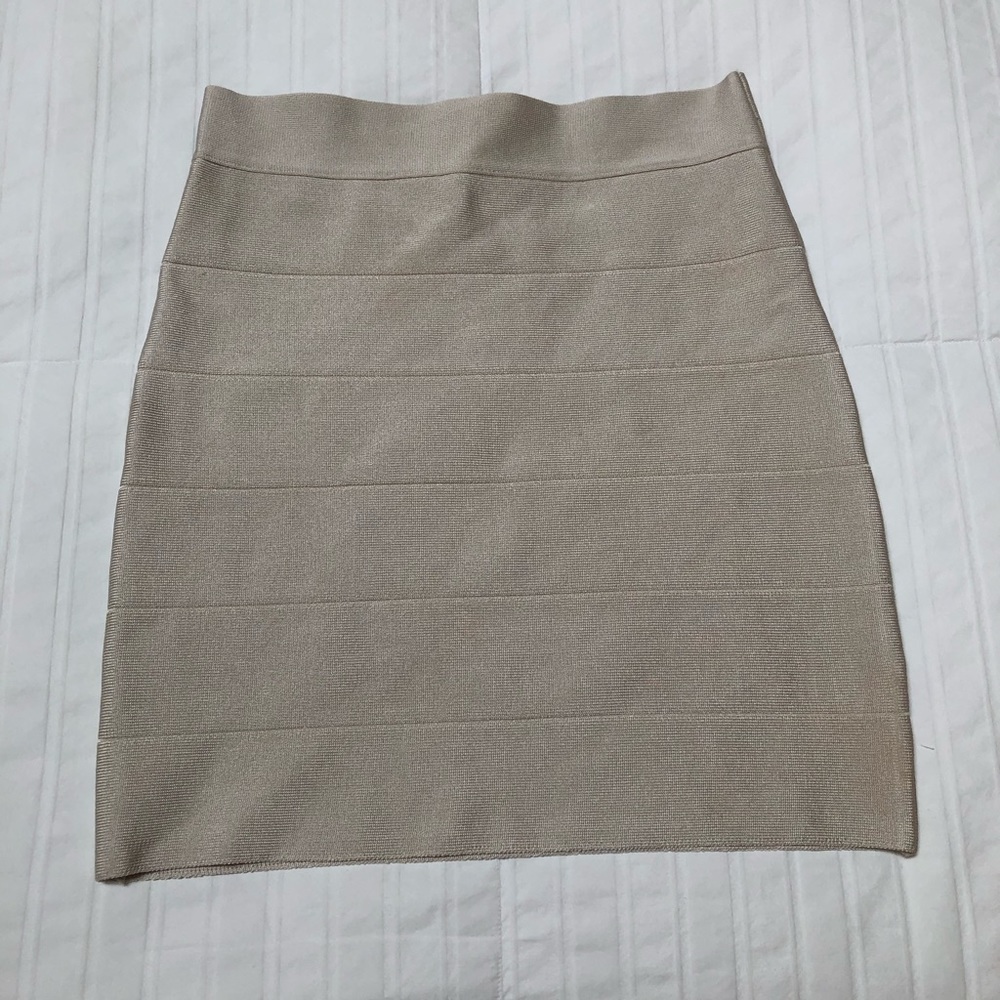 Cream bandage mini skirt